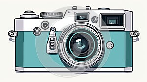 Free Vintage Leica Camera Vector In Light White And Dark Aquamarine Style