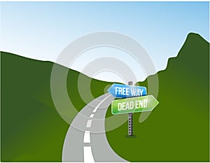 Free way and dead end options. illustration