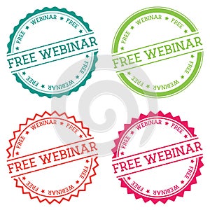 Free webinar badge isolated on white background.