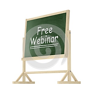 Free Webinar concept. Blackboard, chalkboard