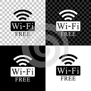 Free Wi-fi icon isolated on black, white and transparent background. Wi-fi symbol. Wireless Network icon. Wi-fi zone