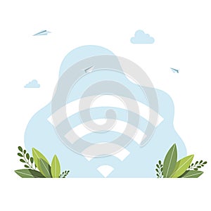 Free Wi-Fi. Internet, online, vector illustration. Communication and network concept Wifi symbol. Wireless icon