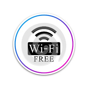 Free Wi-fi sign isolated on white background. Wi-fi symbol. Wireless Network icon. Wi-fi zone. Circle white button