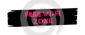 Free wi-fi zone stencil style text on brush strokes