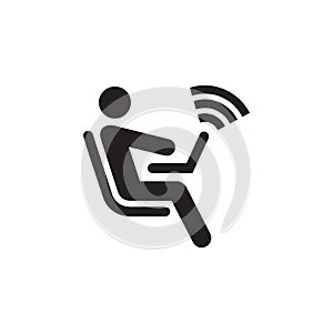 Free wifi on board icon symbol. Vector  sign with wave signal icon on white background.