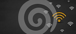 Free wifi concept, wifi icon symbol on a blackboard