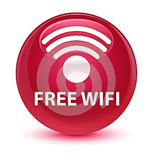 Free wifi glassy pink round button