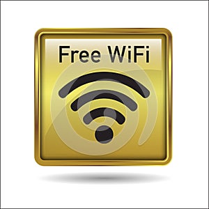 Free WiFi Gold Frame Icon Button