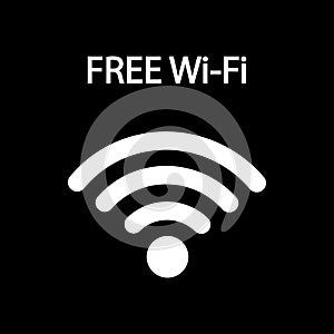 Free WiFi icon isolated on black background. Wireless internet connection concept. Network logo.