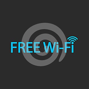 Free WiFi icon isolated on black background. Wireless internet connection concept. Network logo. Vector flat design.