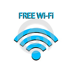 Free WiFi icon isolated on white background. Wireless internet connection concept. Network logo.