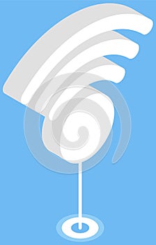 Free WiFi icon symbol. Vector wifi sign with wave signal button logotype on blue background