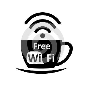 Free wifi logo with cup icon â€“ vector