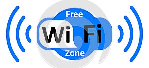 Free wifi logo zone in cloud - vector