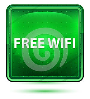 Free Wifi Neon Light Green Square Button