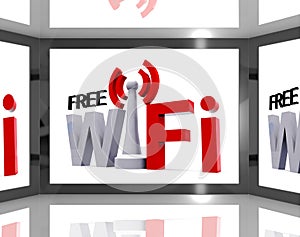 Free Wifi On Screen Showing Television With Internet Access