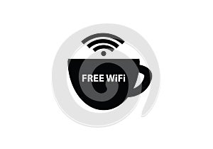 Free wifi signal connection symbol cup rest internet access vector