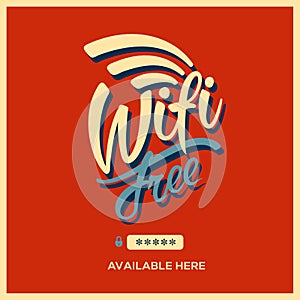 Free wifi symbol retro style