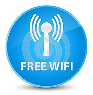 Free wifi (wlan network) elegant cyan blue round button