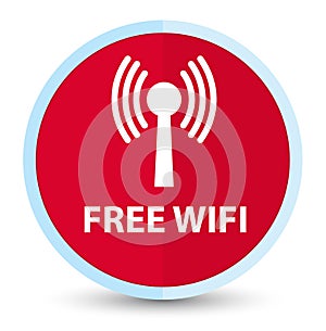 Free wifi (wlan network) flat prime red round button