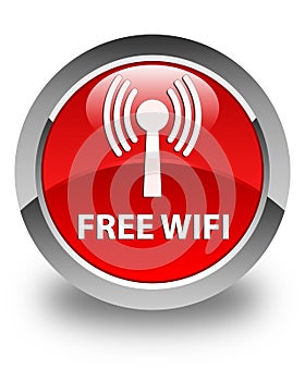 Free wifi (wlan network) glossy red round button