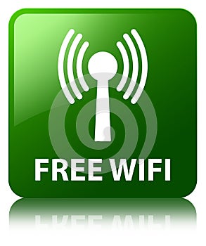 Free wifi (wlan network) green square button