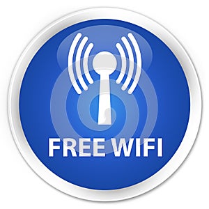 Free wifi (wlan network) premium blue round button