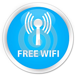 Free wifi (wlan network) premium cyan blue round button