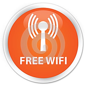 Free wifi (wlan network) premium orange round button