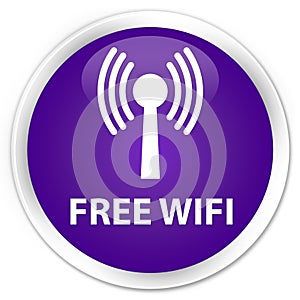 Free wifi (wlan network) premium purple round button