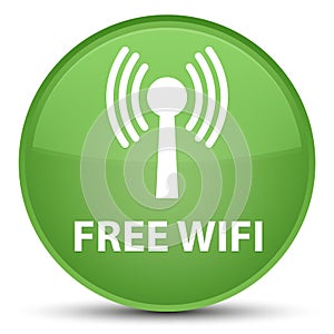 Free wifi (wlan network) special soft green round button