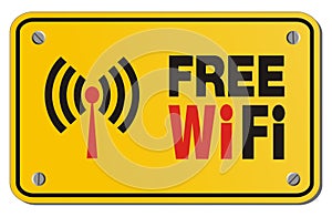 Free WiFi yellow sign - rectangle sign