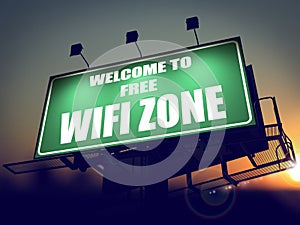 Free WiFi Zone - Billboard on the Sunrise. photo
