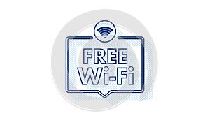 Free wifi zone blue icon. Free wifi here sign concept. Motion Graphic