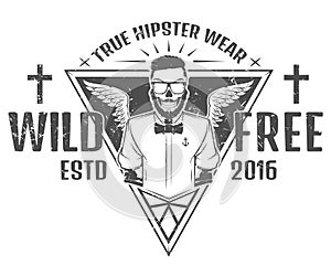 Free and wild hipster style design of print for T Shirts
