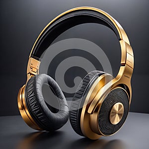 Free wired bluetooth headphones in gold color on a gray bg