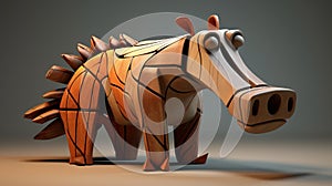 Free Wood Boar Render For Unity3d With Nvidia Renderer In The Style Of Fernand Leger And Hopi Art