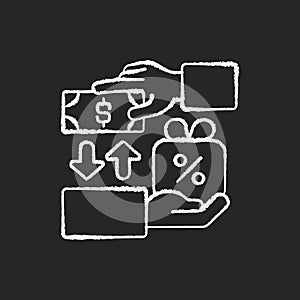 Freebie marketing chalk white icon on black background