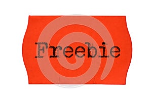 Freebie word on red price tag sticker isolated on white