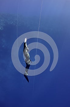 Freediver returns from the deep dive