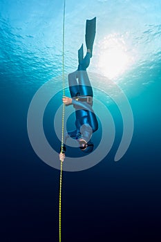 Freediver in the sea photo