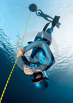 Freediver in the sea photo