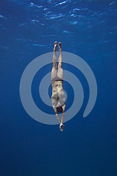 Freediver Underwater in San Andres, Colombia