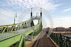 The Freedom bridge also known as Green bridge in Budapest, Hungary.