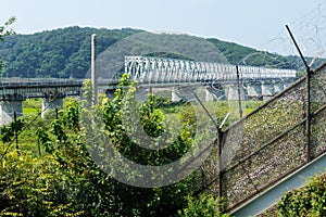 Freedom bridge connecting South and North Korea at the DMZ, Gyeonggi, Republic of Korea photo