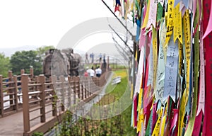 Freedom bridge ribbons in South Korea