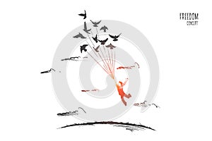 Freedom concept. Hand drawn isolated vector.