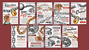 Freedom Control Advertising Posters Set Vector