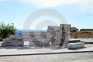 Freedom monument in front of Castle Fortress of Almeida, Portugal photo