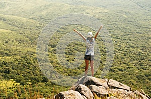 Freedom hiker on mountain